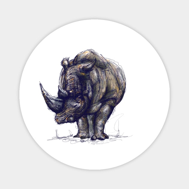 White Rhino Magnet by JuicyCreations